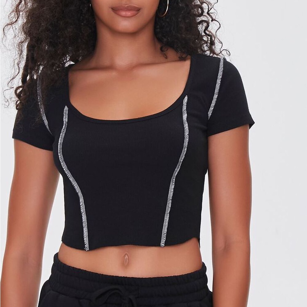 Forever 21 Topstitched Cropped Tee